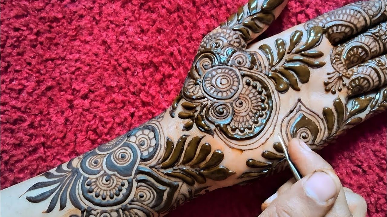 Easy Leaf Mehndi Design | Simple Front Hand Doha Mehndi Design | Bold Leaf Henna Design