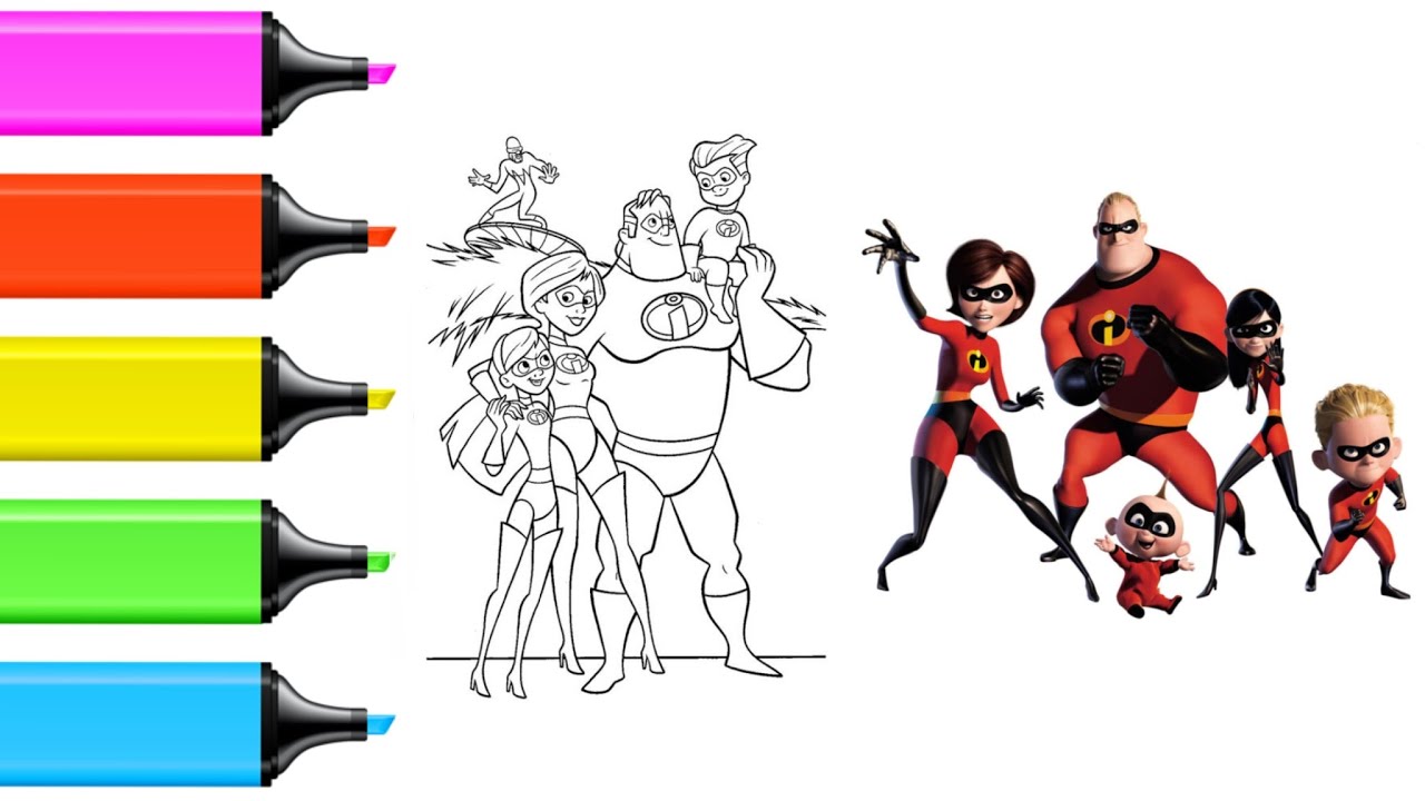 Incredibles Family Coloring pages/How to color Incredibles - YouTube