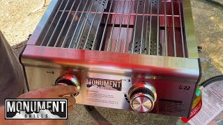 Getting your Monument G 22 grill ready for grilling | First burn of the monument G 22 propane grill.