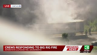 Crews respond to big rig fire on I-5