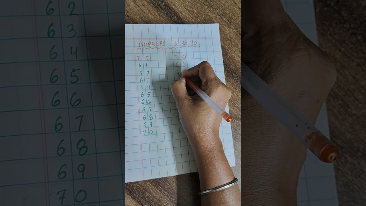 Let's learn to write numbers from "61 to 70"