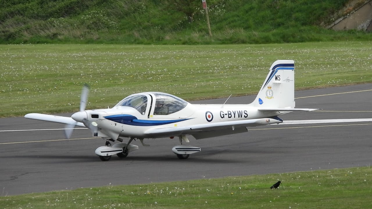 Reaf Tutor Royal Air Force Grob Tutor: Touch and goes and landng at RAF Cosford ...
