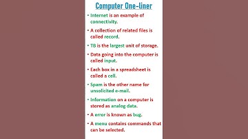 Computer Awareness One-liners #computer #computerknowledge #computerawareness #competitiveexams