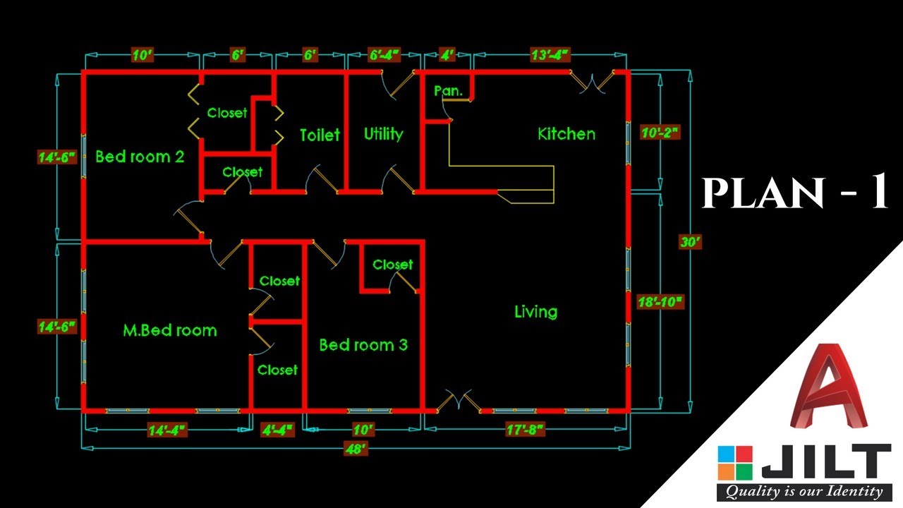 Making a Simple  Floor  Plan  1 in AutoCAD  2019 YouTube