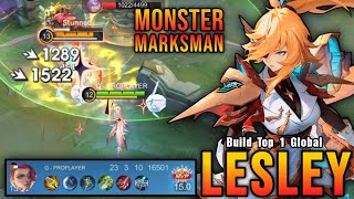 23 Kills!! Lesley The Aspirant Skin Real Monster Marksman!! - Build Top 1 Global Lesley ~ MLBB