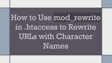 How to Use mod_rewrite in .htaccess to Rewrite URLs with Character Names