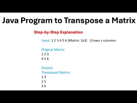 Java Program to Transpose a Matrix || Step-by-Step Explanation || Java Interview Question