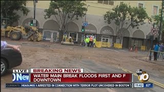 Water main break floods First Ave. and F St. downtown