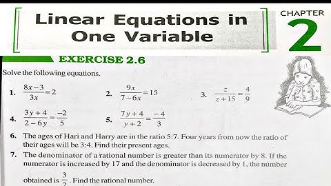 Ex 2.6 Linear Equations In One Variable Class 8 NCERT | CBSE | in hindi | Rajmith Study