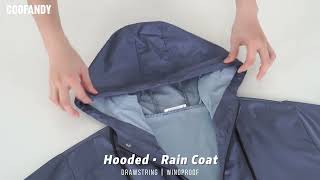Coofandy Mens Rain Jacket With Hood Waterproof Lightweight Active Long Raincoat