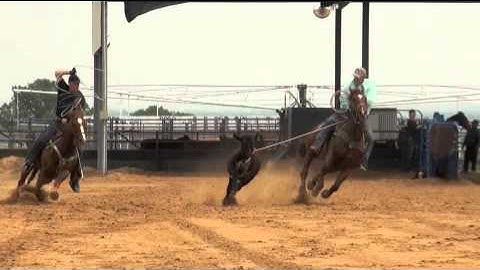 Speed Williams and Jade Corkill Team Roping practice.