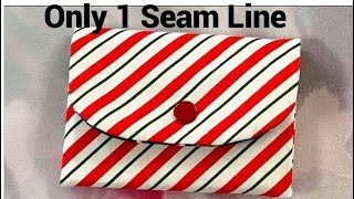 Making Mini Wallet With 2 Piece of Fabric and ONLY ONE Seam with 3 Pockets/ DIY SIMPLE CARD HOLDER