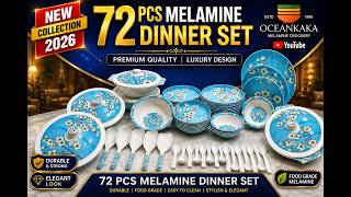 72 PCS Premium Melamine Dinner Set 2026 | Luxury Blue Floral Design | Food Grade Crockery