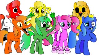 Rainbow friends Roblox as Ponies- Mlp transformation- Blue, Pink, Orange and others