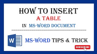 How to Insert a Table in MS-Word Document