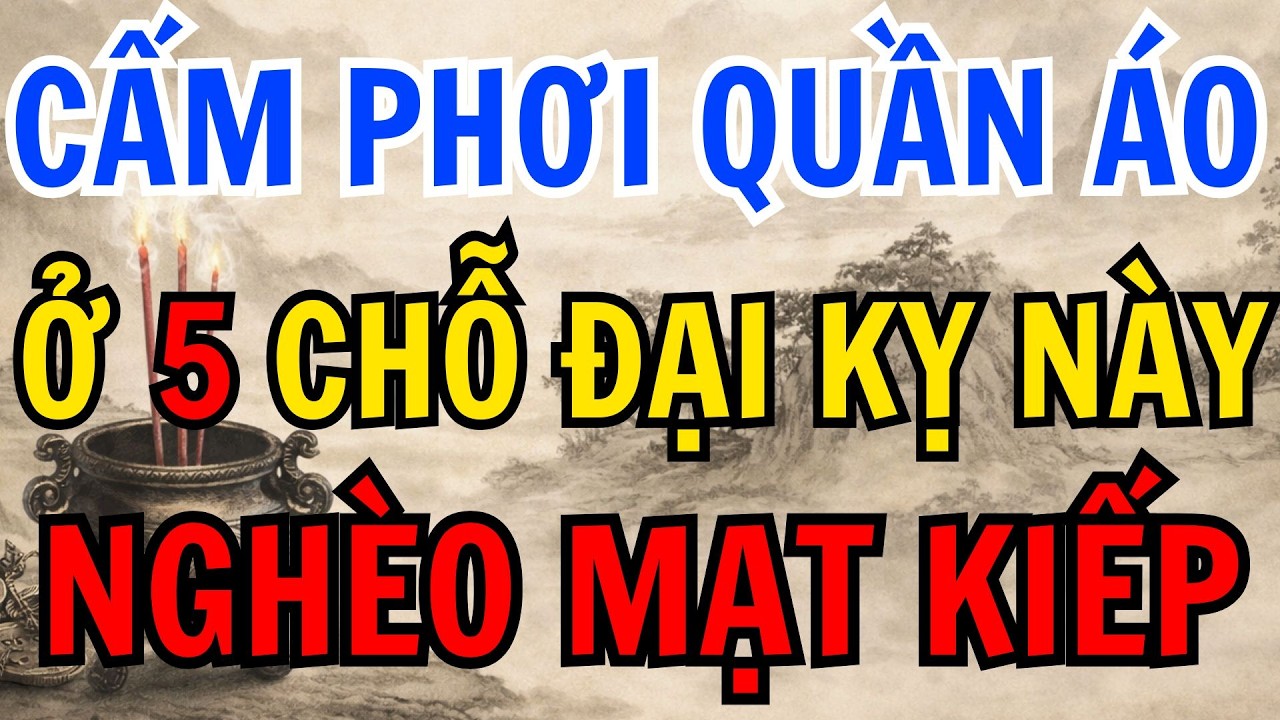 5 VỊ TRÍ ĐẠI KỴ PHƠI QUẦN ÁO GIA ĐẠO LAO ĐAO, NGHÈO MẠT KIẾP - lời phật dạy #phongthuy #loiphatday
