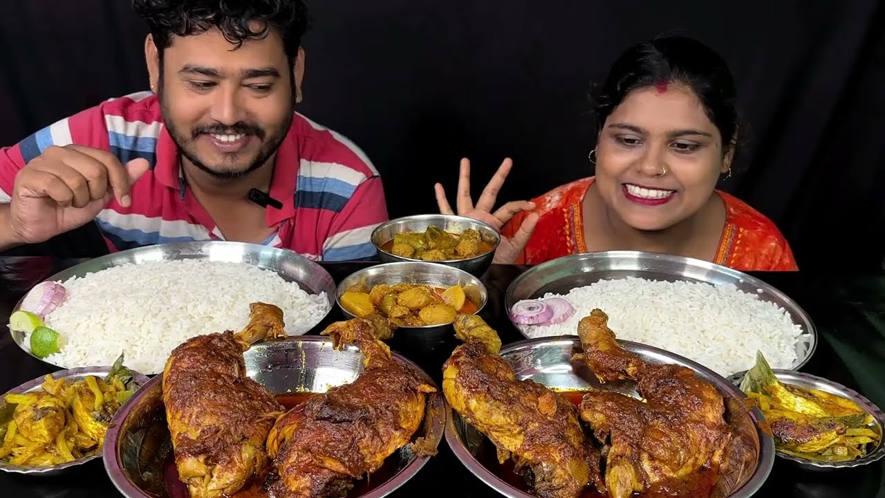 2 kg chicken kosha ilish mach soyabean curry eating challenge