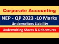 Calculation of Underwriters Net Liability - Corporate Accounting QP 2023 - NEP In Kannada