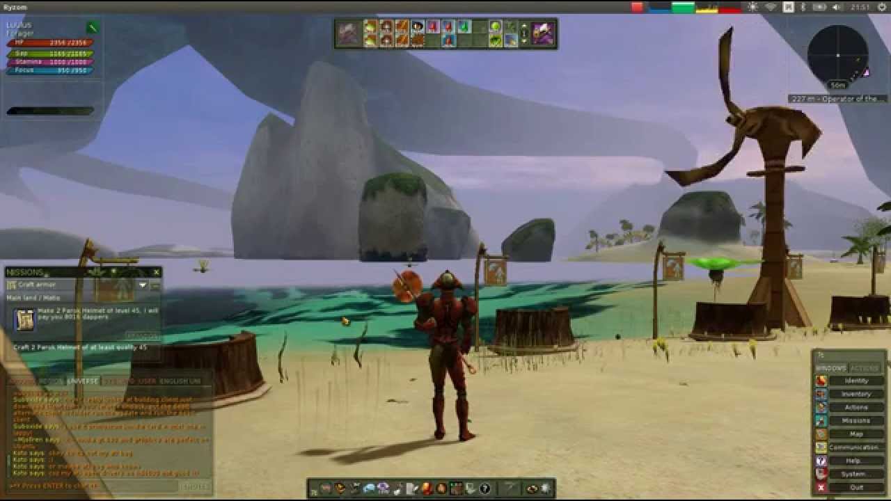 Ryzom on Ubuntu black water surface