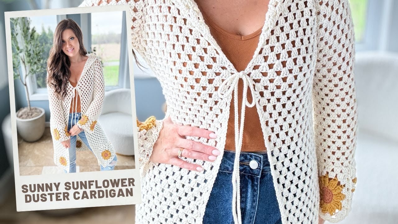 Sunny Sunflower Duster Cardigan Crochet Pattern - Top-Down and Seamless!