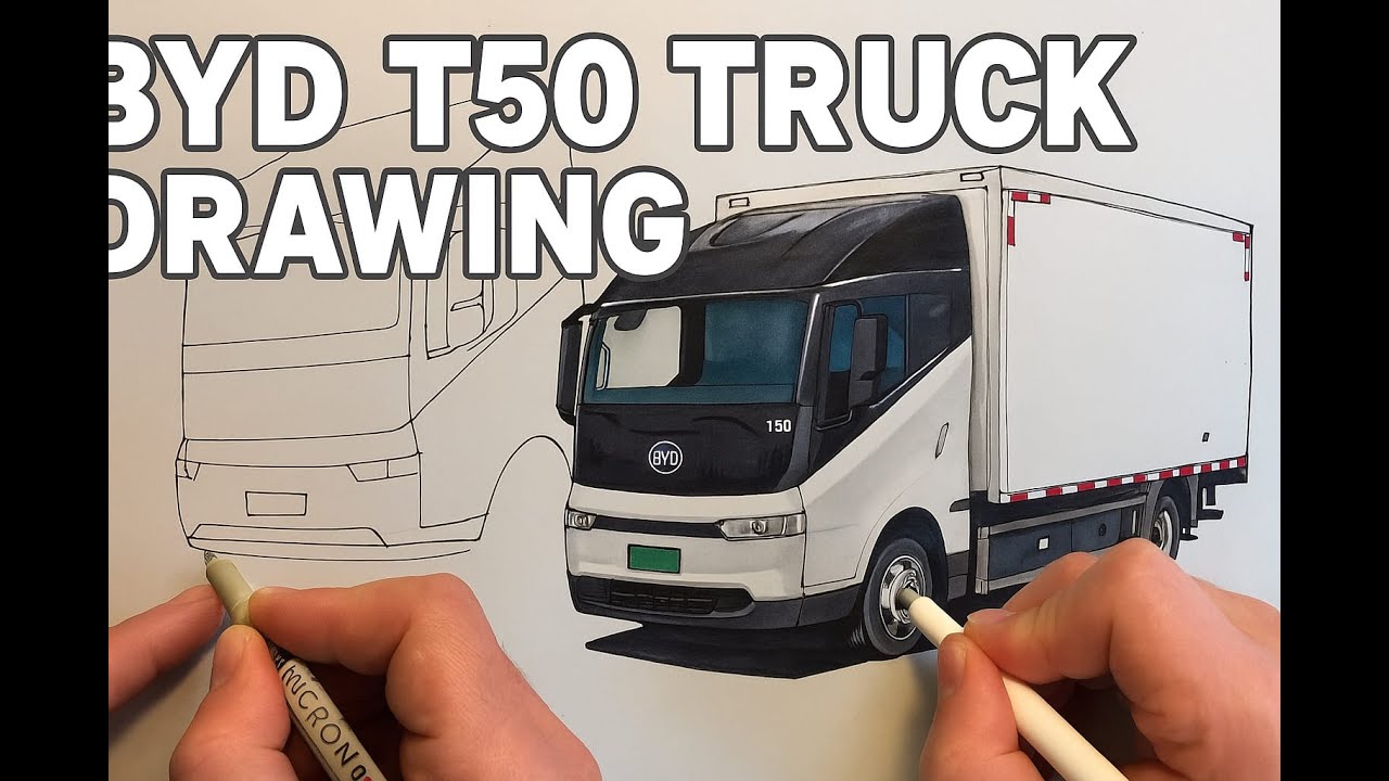 Drawing BYD T50 Truck Step by Step Sketch to Realistic Color ArtOnWheel ...