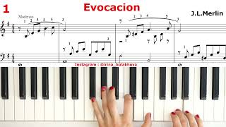 EVOCACION Luis Merlin Piano Music Very beautiful easy simple melody Красивая простая мелодия Пианино chords