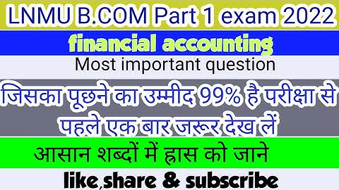 lnmu b.com part 1 financial accounting vvi question || bcom part 1 important question ||depreciation