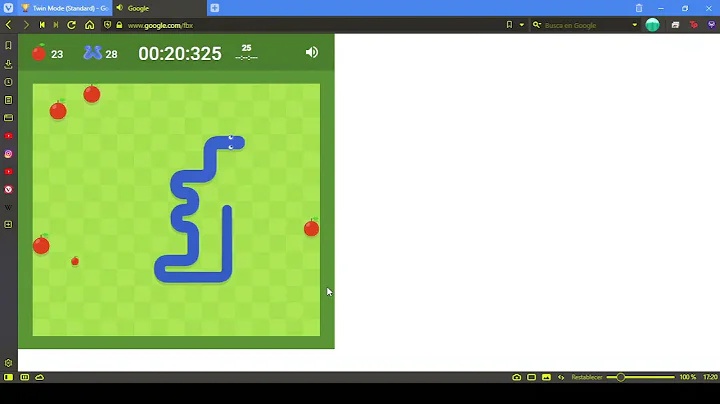 Twin Mode multi-5 25 apples Google Snake Game