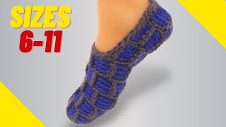 How To Crochet Square Grid Slippers