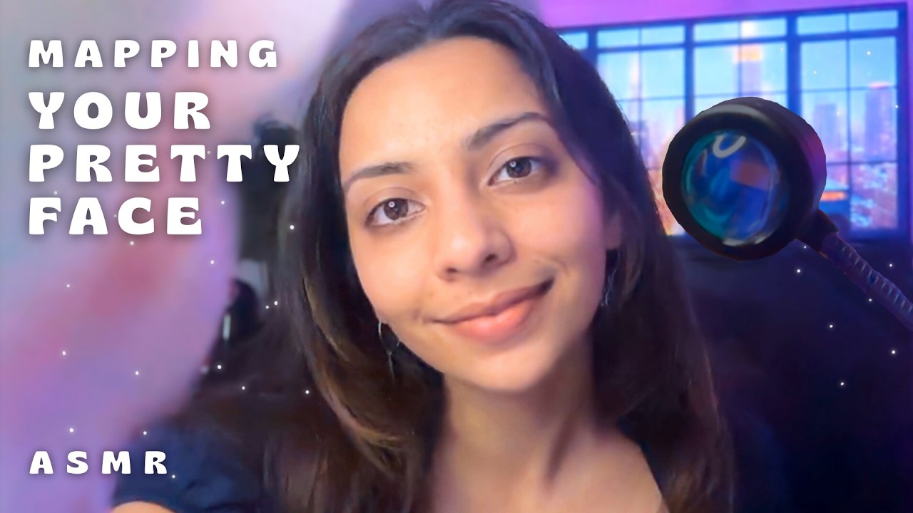 ASMR detailed face mapping, measuring, skin analysis | lights, tracing, dermatology clinic analysis