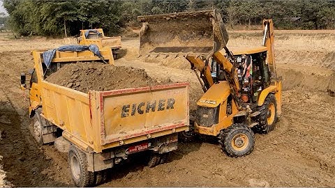 JCB Vs Tripper ! JCB Backhoe 3DX Machine Loading Soil In Tripper Dump Video