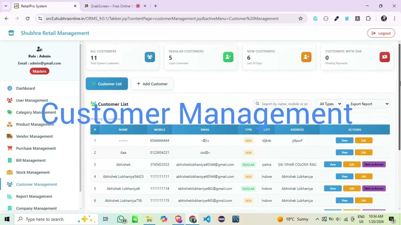 Next-Gen Retail Management Software by Shubhra | Stock & Customer Management | OnlineSRMS 