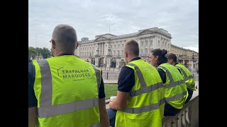 Time lapse of marquees erected for international TV companies in Central London for State Funeral