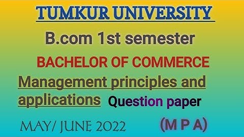 Management principles & application |question paper | B.com 1st semester |nep