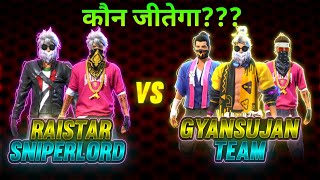 Raister & Sniperlord Vs GyanSujan Team Op Gameplay | 2 Vs 3 | Garena Free Fire | Gyan Gaming