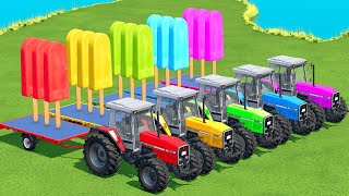 LOAD AND TRANSPORTATION ICE CREAM POPSICLES W MASSEY FERGUSON TRACTORS & LOADER  Farming Simulator