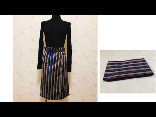 kimono upcycle 着物リメイク　着物帯　ミニスカート 着物の帯で作る簡単な巻きスカート🎵 Easy wrap skirt made with