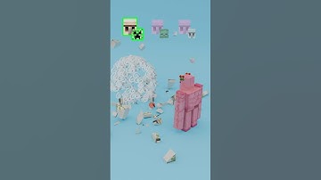 Minecraft Mobs VS Iron Golem Satisfying 3DParticles And Fluid Simulation!