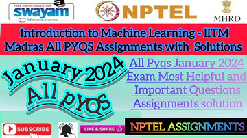 Introduction to Machine Learning-IITMadras All Pyqs Assignment solution#2024january#NPTELPYQS#ALLPYQ