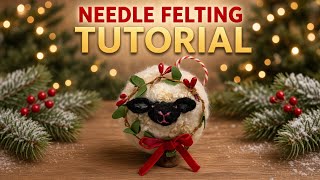Needle Felt Fat Sheep Christmas Ornament