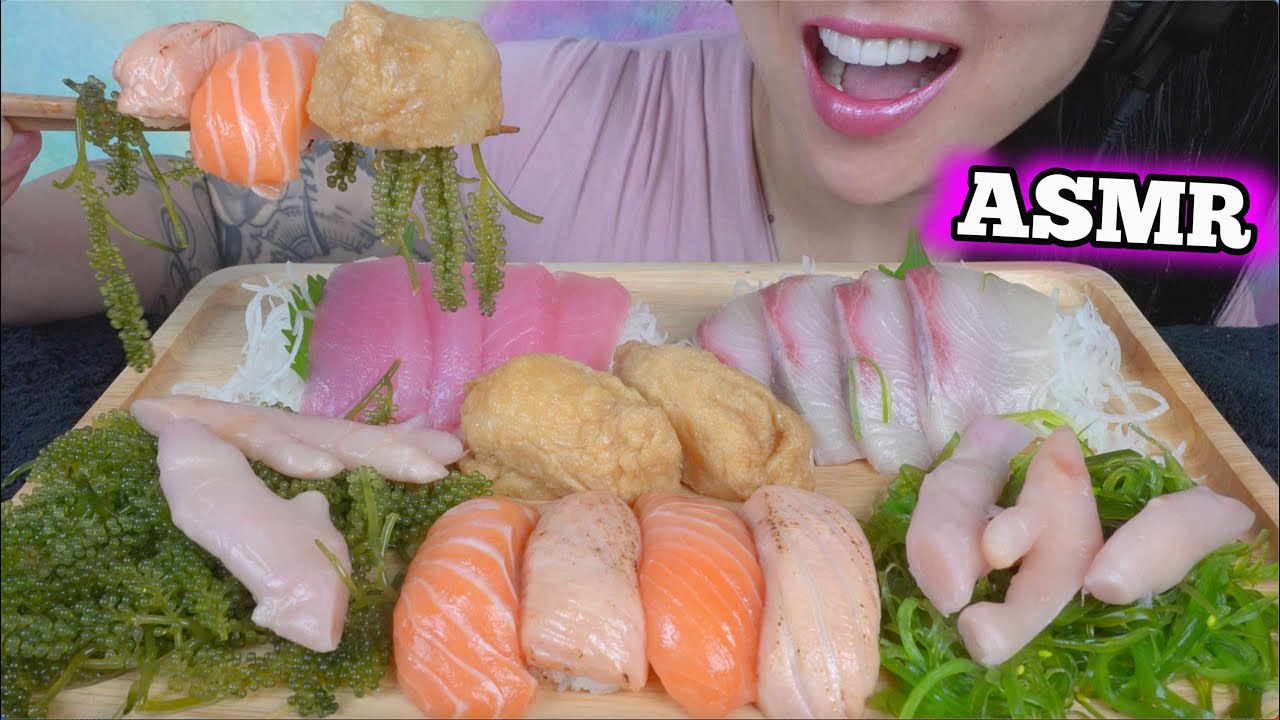 ASMR SASHIMI PLATTER (EATING SOUNDS) LIGHT WHISPERS | SAS-ASMR