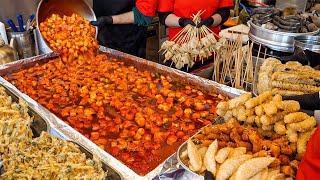 Most popular Korean street food!! Spicy rice cake, Tteokbokki & fried food