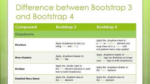 Bootstrap 3 vs  Bootstrap 4
