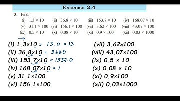 3q Ex 2.4 Fraction and decimal class 7 maths.find (i) 1.3 × 10 (ii) 36.8 × 10 (iii) 153.7 × 10