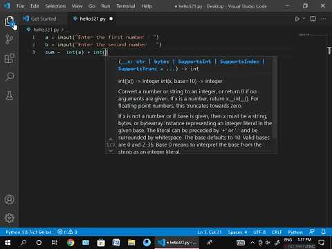 How to sum in python using visual studio code