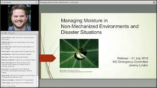 Managing Moisture in Non Mechanized Environments and Disaster Situations