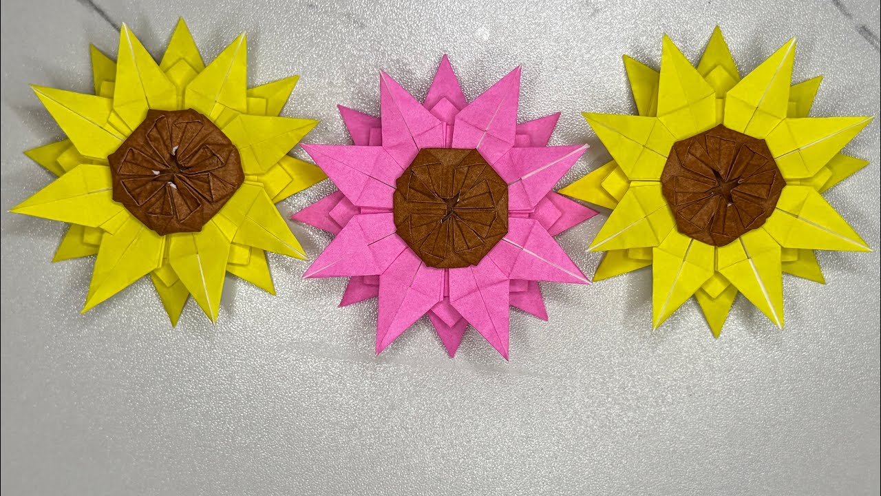 ひまわりの簡単な折り方ーCách gấp hoa hướng dương đơn giản nhất
