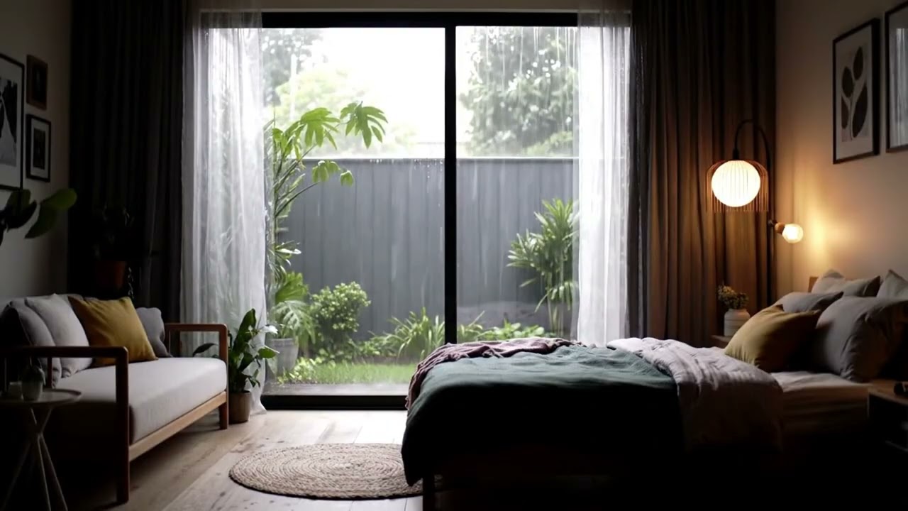 ASMR Rain Sounds Morning Ambience | Peaceful Bedroom for Sleep, Focus & Stress Relief