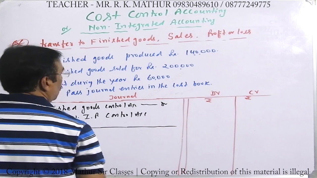 Transfer to finished goods Examples Journal entries Non integrated accounting Cost