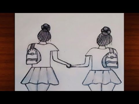 How to Draw Best Friend | Step By Step Girls Drawing Tutorial For Beginners  | In this video I have shown How to draw two best friend girl holding their  hands. Making